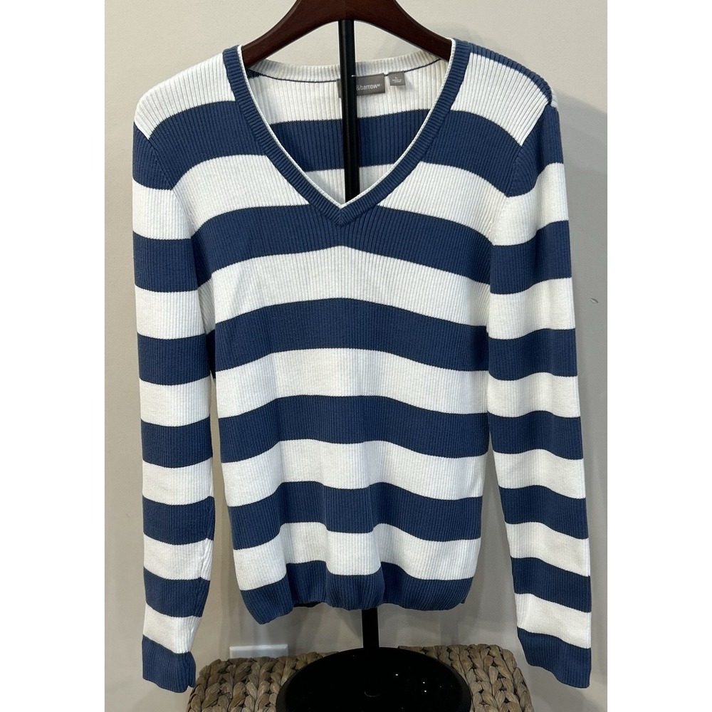 CROFT & BARROW Women's Sweater Ribbed Long Sleeve V-Neck Stretch Large Colorful